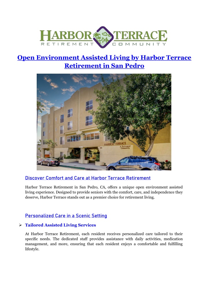 open environment assisted living by harbor