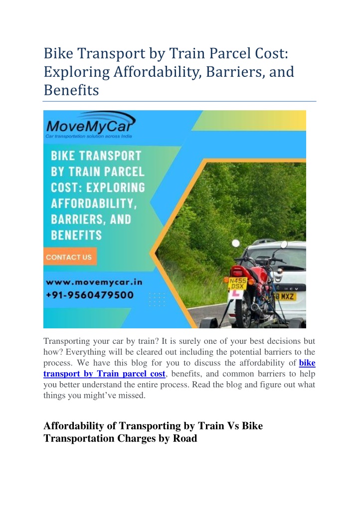 bike transport by train parcel cost exploring