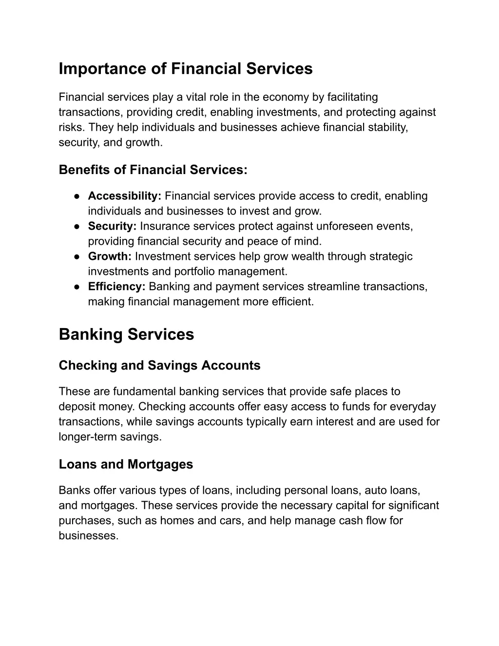 importance of financial services