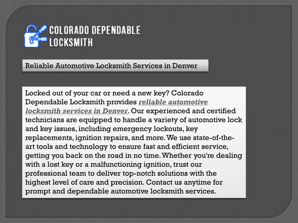 reliable automotive locksmith services in denver 3